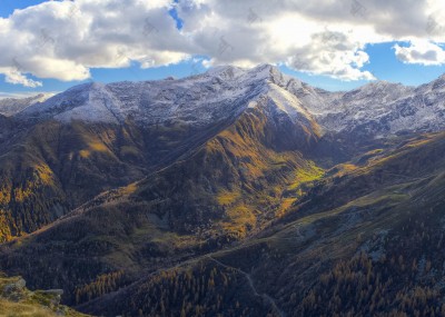 Autumn view of Valle dell'Orco from the ridge of Alpe Cialma